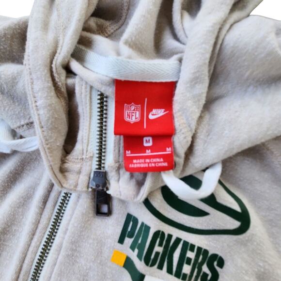 NIKE WOMENS FULL ZIP HOODIE LIGHTWEIGHT GREEN BAY PACKERS FAN LOGO NFL SZ M - Picture 5 of 7